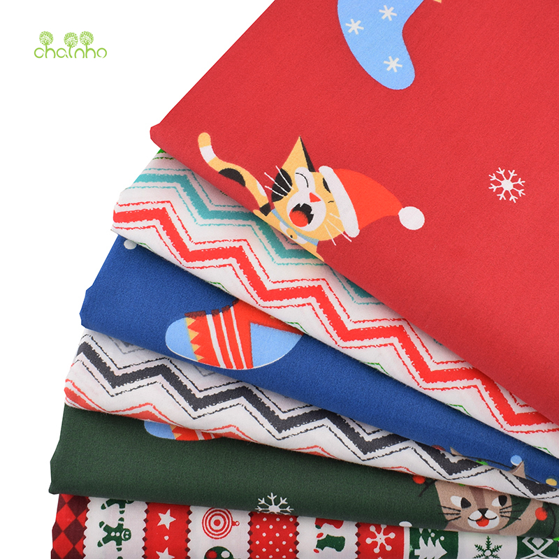 Chainho,6pcs/Lot,Christmas Series,Print Twill Cotton Fabric,Patchwork Cloth For DIY Sewing Quilting Baby&Child Material,40x50cm