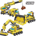 694PCS City Engineering Bulldozer Crane High-tech Dump Truck Building Blocks 8 IN 1 City Construction Car Figures Toy For Kids