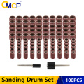 CMCP 100pcs Sanding Drum Set 80 Grit 6.35/12.7mm Shank Sanding Bands With Sanding Mandrel For Dremel Rotary Tools Abrasive Tools