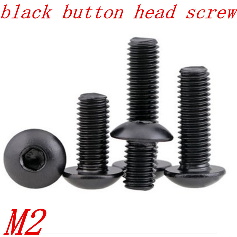 50pcs Grade 10.9 iso7380 M2*3/4/5/6/8/10/12/14/16/18/20 2mm Button Head Hex Socket Screws steel with black