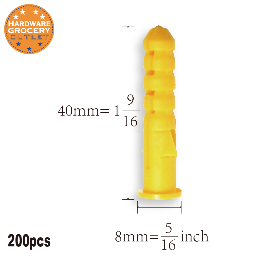 Ribbed Plastic Anchor Wall Plastic Expansion Pipe Tube Wall Plugs Drywall Screw High Quality Wholesale 200pcs 8x40mm