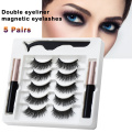 3/5 Pairs Makeup Eye Lashes Magnetic Eyelashes Eyeliner Set False Eyelashes Magnet Extension Dounle Liquid Eyeliner&Tweezer Set