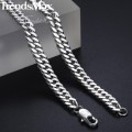 Trendsmax Rombo Link Men's Necklace Chain Stainless Steel Silver Color Tone 7/9/12/15mm KKNM163
