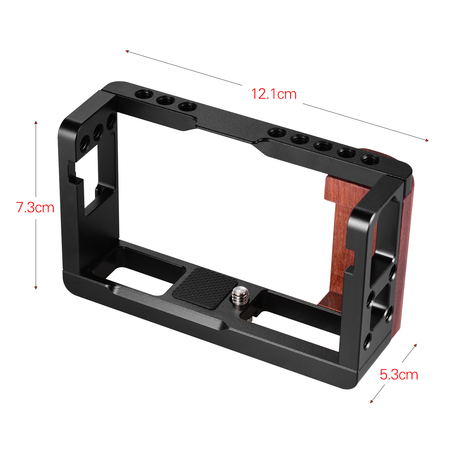 Andoer Aluminum Alloy Camera Cage Protective Vlog Cage with Wood Handle Cold Shoe Slot for Light for Canon G7X Mark III Camera