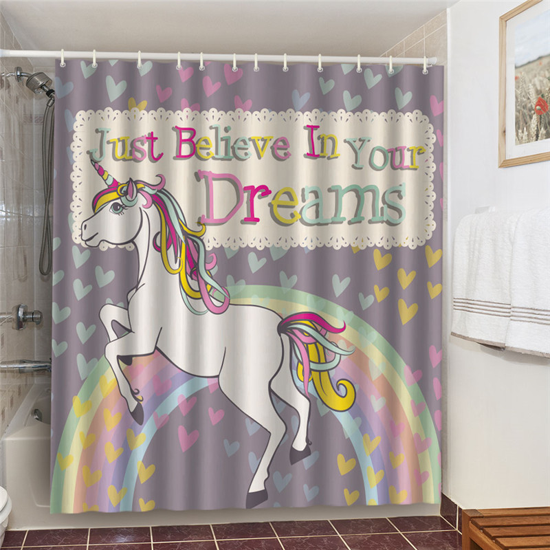 Waterproof Fabric Bathroom Set With Shower Curtains Unicorn Horse Wolf Elephant Bath Decor 3D Blackout Screen douche gordijn