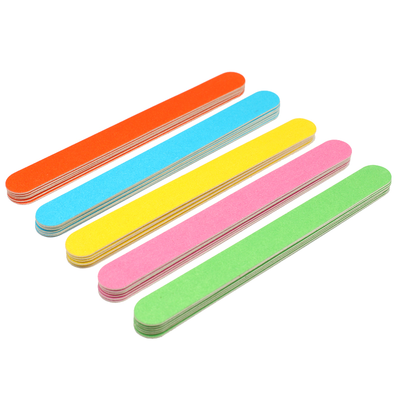 20pcs Straight Wooden Nail Files 180/240 Disposable Sanding lime a ongle Colorful Wood Buffer Manicure UV Gel Nail Polish Files