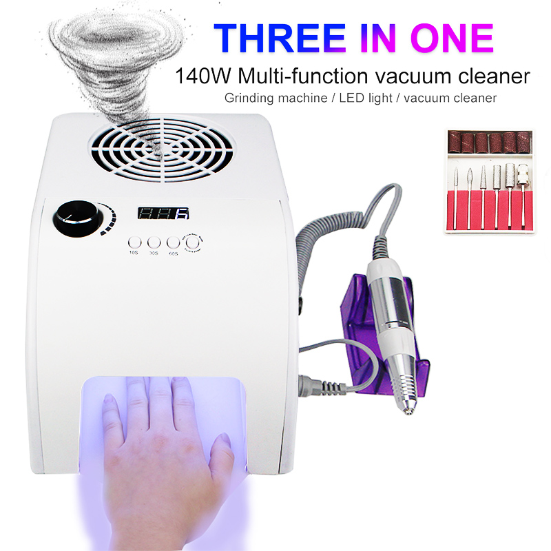 LED Nail Lamp 140W Multifunction Manicure Machine With 80W Nail lamp 35000Rpm Nail Drill Machine And 40W Vacuum Dust Collector