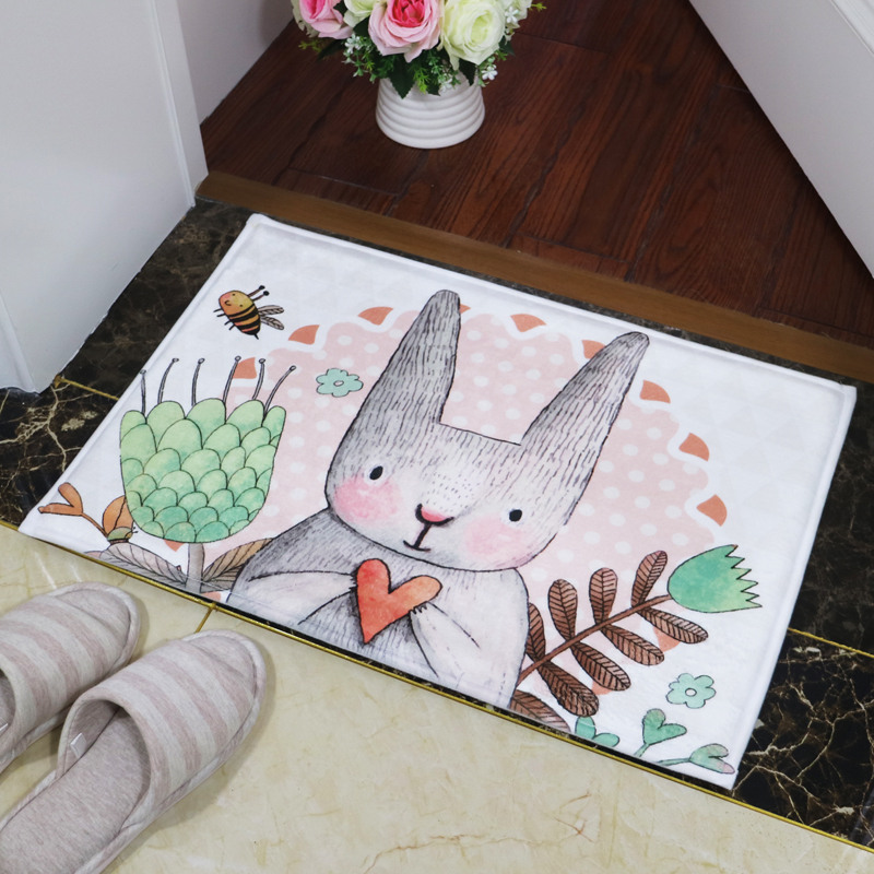 Water Absorption Rug Bedroom Bathroom Mat Non Slip Bath Mat Foot Pad Cartoon Rabbit Kitchen Door Floor Mat Carpet For Toilet