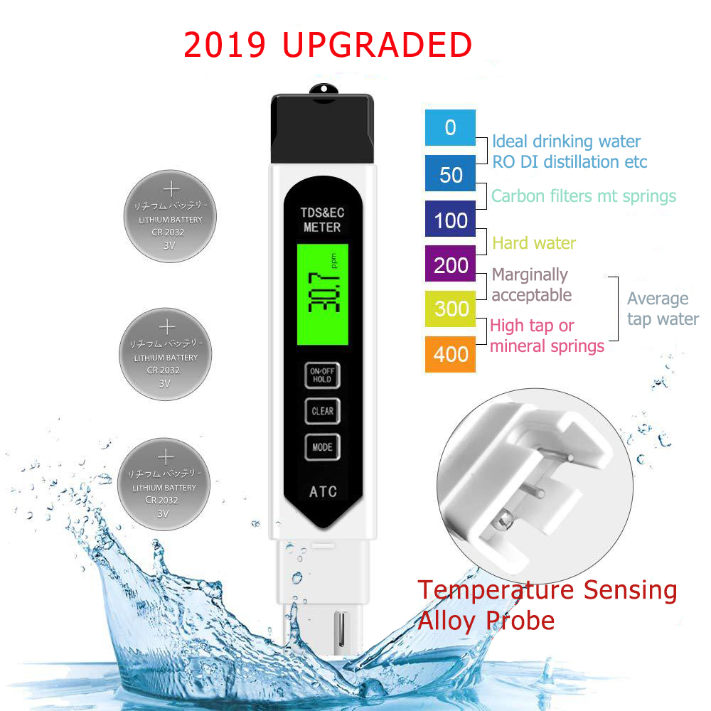 Portable LCD Digital PH Meter 0.01+TDS EC Tester Pen Water Purity PPM Filter Hydroponic for Aquarium Pool Water Wine Test Tool