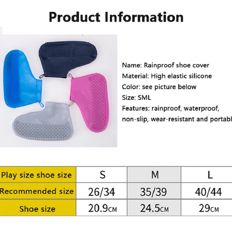 Waterproof Shoe Cover Silicone Material Anti-skid Thick Unisex Shoes Protectors Rain Boots For Indoor Outdoor Rainy Days