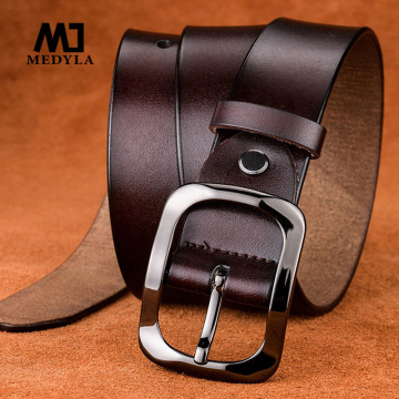 MEDYLA explosion models new ladies leather belt leather belt black buckle 3.2 cm retro casual wild women's belt