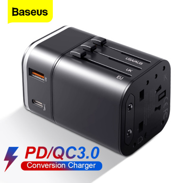 Baseus Quick Charge 3.0 USB Charger Universal Travel Adapter USB C PD QC3.0 Fast Charging International Plug Socket