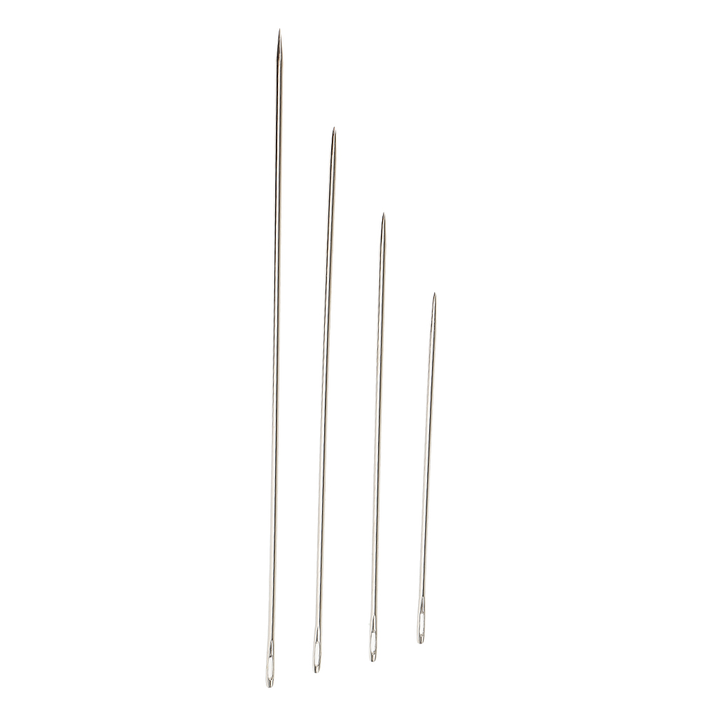 4 Assorted Sizes Long Hand Sewing Needles for Embroidery Mending Craft Case