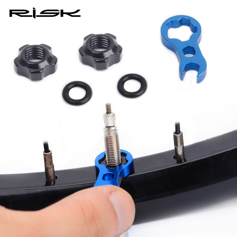 RISK RA111 Road Mountain Bike Bicycle Gas Air Nozzle Tire Presta Valve Nut with Installation Wrench