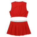 2Pcs Women Adult Charming Cheerleader Uniform Set Stage Cosplay Costume Round Neck Sleeveless Crop Top with Mini Pleated Skirt