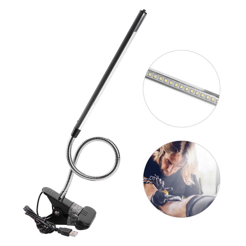 Portable USB LED Clip Table Lamp Clip Light Adjustable Desk Light for Tattoo/Manicure/Makeup Black Nail Art Skin Care Desk Lamp