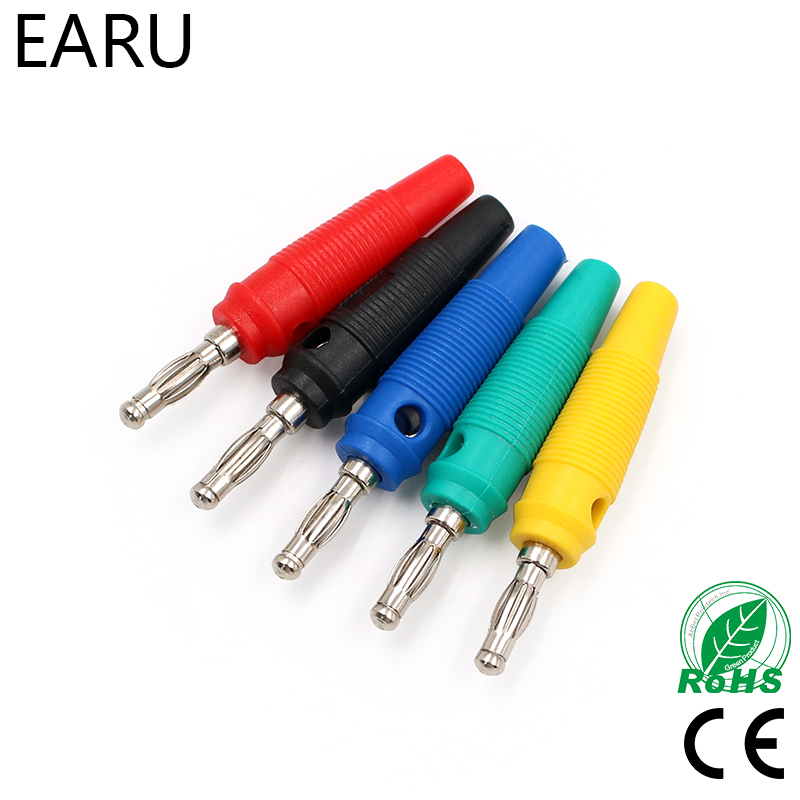 10Pcs/lot Red and Black Blue Yellow Green 4mm Solderless Side Stackable Banana Plug Socket Audio Connector