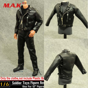 1/6 Arnold Schwarzenegger Black Leather Jacket Costume Suits Set Model Locomotive Version Toy FOR 12