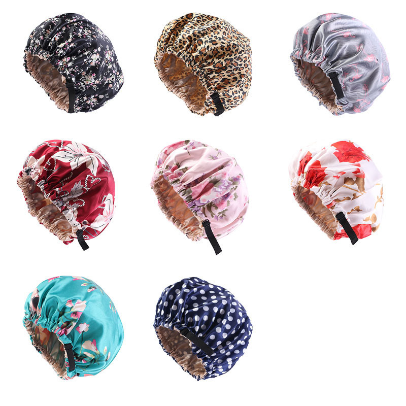 Styling Hair Cap For Sleeping Double-Layer Night Hat Adjustable Turban Artificial Silk Chemotherapy Satin Printed Haircare