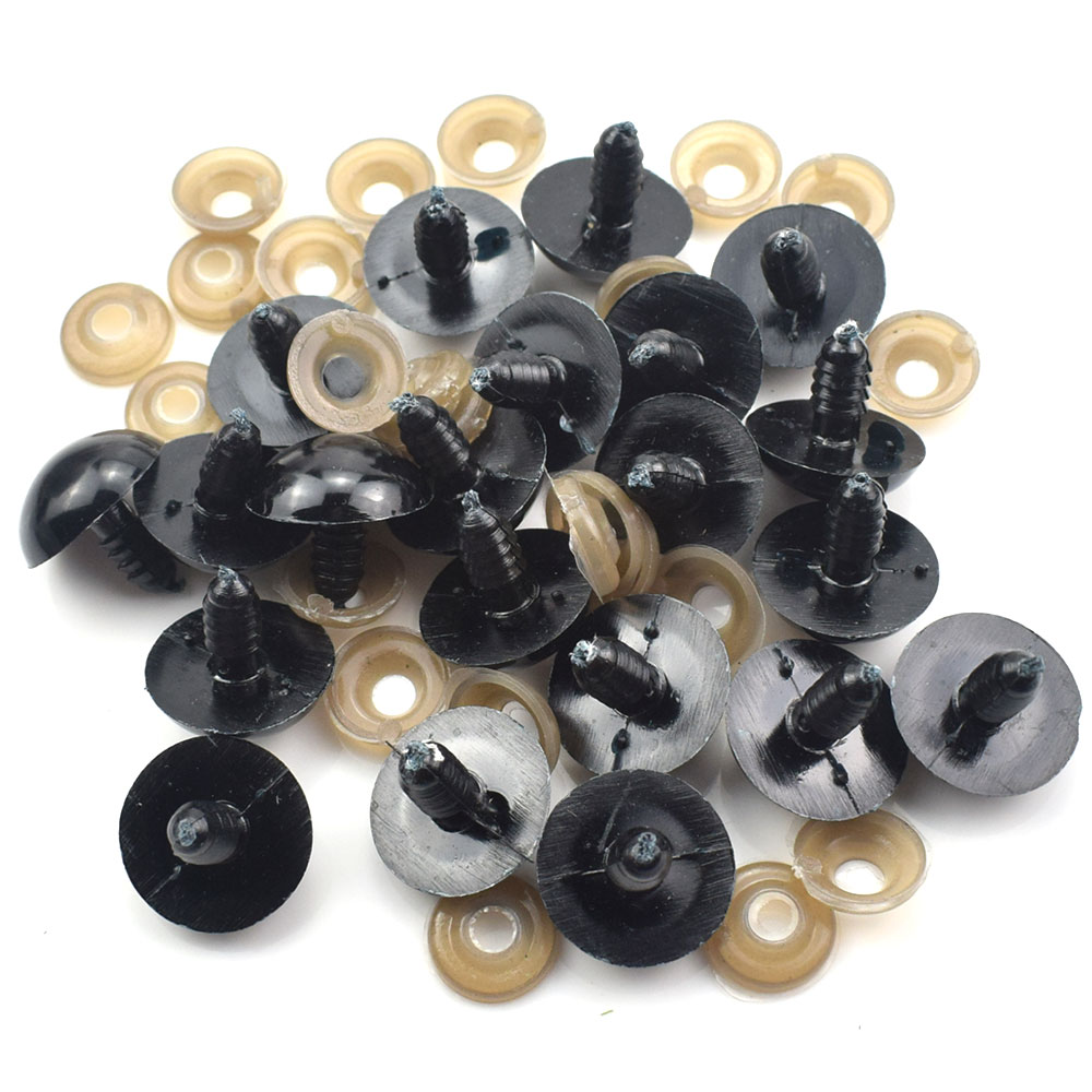 100PCS Black Plastic Doll Eyes Safety Eyes for Toys Stuffed Toys Animal Puppet Dolls Craft Eyes for Toy 6MM 8MM 9MM 10MM 12MM