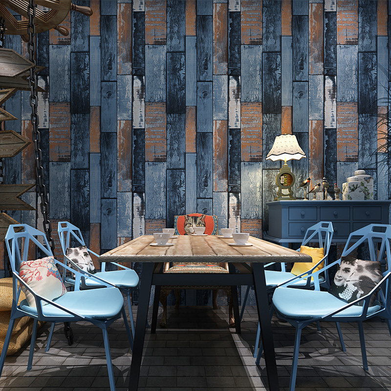 Retro Nostalgic 3D Wood Flooring Wood Grain Wallpaper PVC Waterproof Cafe Restaurant Living Room Industrial Wind Wallpaper Roll