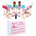16PCS Colorful Wooden Street Traffic Signs Parking Scene Kids Children Educational Toy Set For Kids Birthday Gift Thomas Train