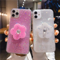 Suitable foriPhone11pro max xs mobile phone case Hyun same flower with bracket small fresh simple fashion silicone female models