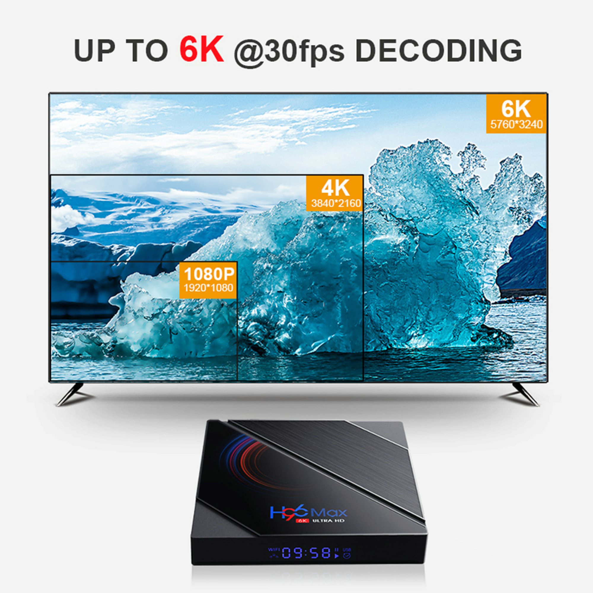 TV Box android 10 4G 64GB 6K 2020 Android TV Box H96 MAX H616 Smart TV Box Google Voice Set Top Box 2.4G 5.8G WIFI