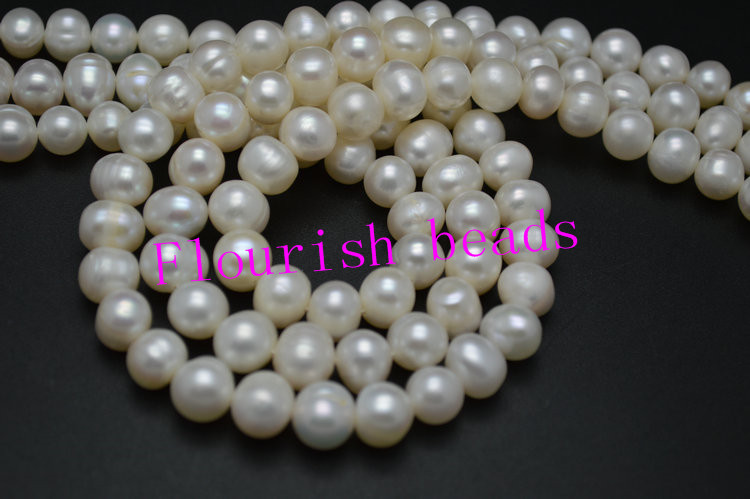 8~9mm Good Quality Natural White Fresh Water Pearl Potato Round Loose Beads