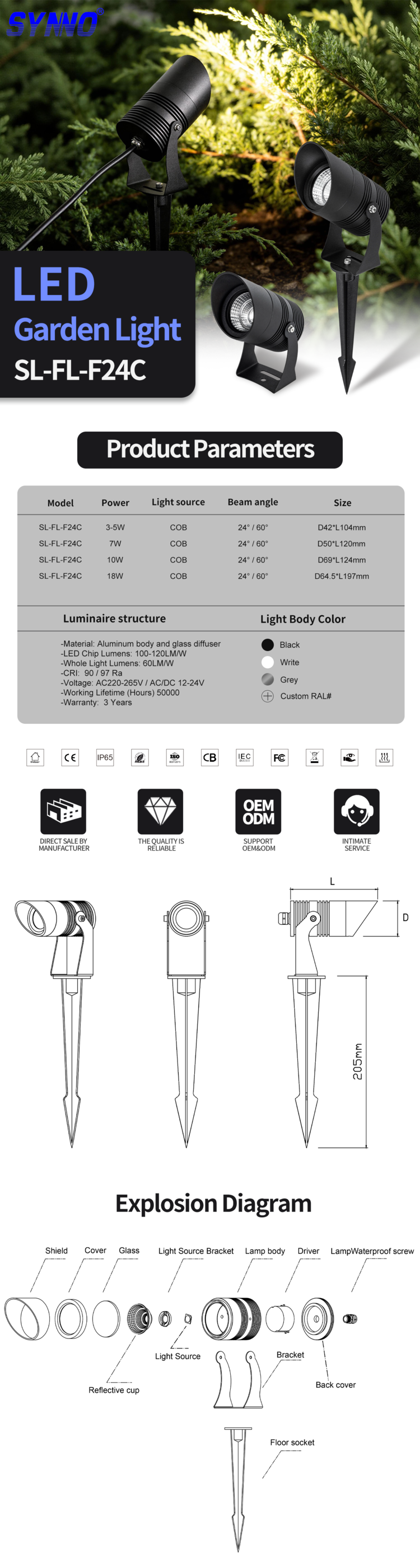 Outdoor Garden Landscape Spike Light