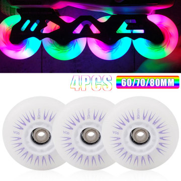 60mm/70mm/80mm 90A Inline Roller Skate Wheels 4pcs LED Sliding PU Skating Flashing Wheel Rollers Durable Luminous Wheels instock