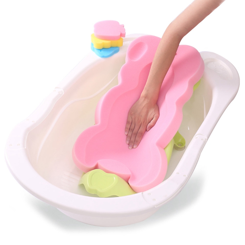 Newborn Portable Sponge Foam Pad Shower Bath Mat Tub Comfortable Baby Infant Bathroom Pillow Non-Slip Bathtub Seat Support
