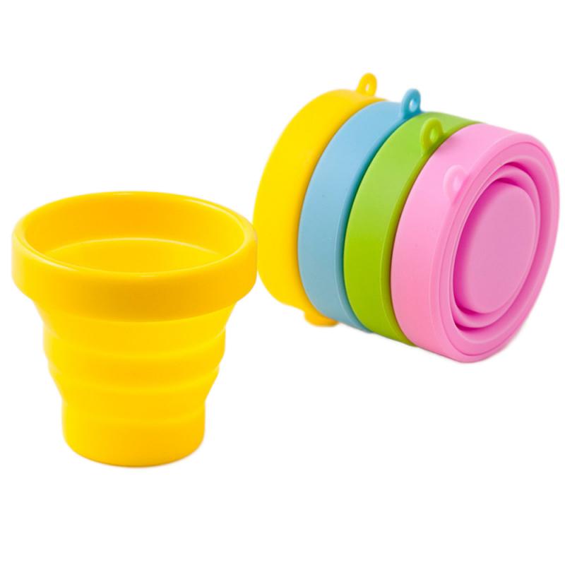 4Colors 170ML Silicone Folding Cup Candy Color Water Drink Coffee Cup Outdoor Travel Camping Silicon Mug Drinkware Dropship