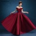 Robe Demoiselle D'honneur 2021 New Satin Boat Neck A Line Burgundy Bridesmaid Dresses Long Real Photo Wedding Party Gown