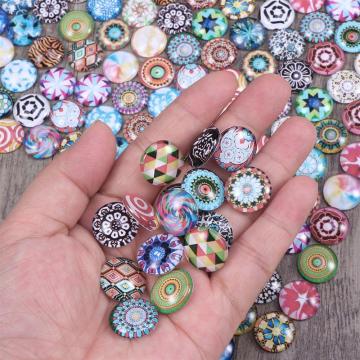200pcs Mixed Color Glass Buttons Round DIY Mosaic Glass Cabochons Crafts Making Snaps Buttons for Jewelry Making 12/14/16mm