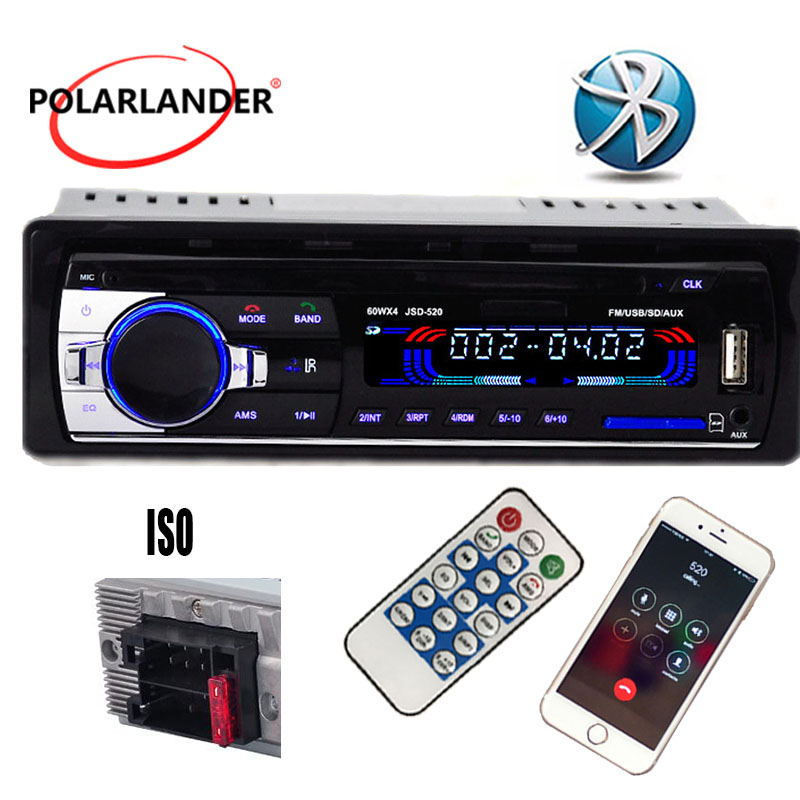 jsd-520 12V Stereo Bluetooth FM Radio MP3 Audio Player USB/SD Port Car Radio In-Dash 1 DIN Auto Electronics Subwoofer