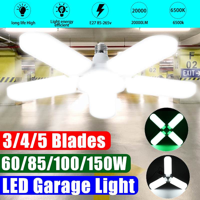 150W LED Fan Garage Lights E27 Bulb 20000LM 85-265V 6500K 2835 Led High Bay Lamp Super Bright Industrial Lighting for workshop