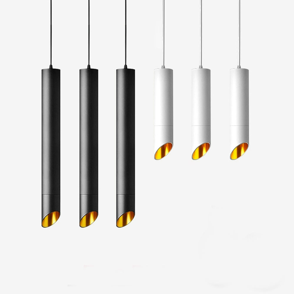 LED Hang Lamp Long Tube light GU10 7W Island Dining Room Shop Bar Counter Decoration Cylinder Pipe Pendant Light Kitchen Lamp