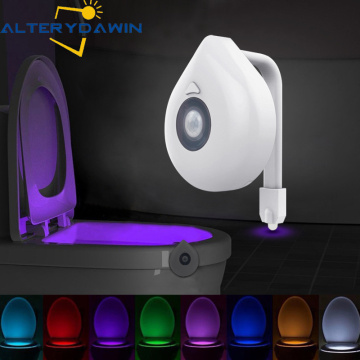 Nigh- Light WC Led Auto Sensing Toilet Seat Light 8 Colors Changeable Lamp AAA Battery Powered Backlight for Toilet Bowl Kids