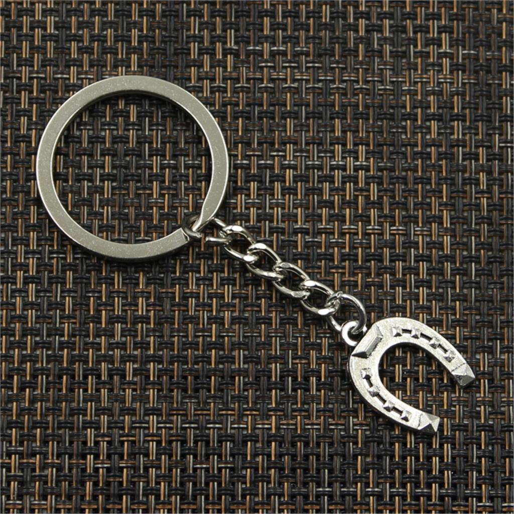 New Fashion Men High Quality Car Keychain DIY Holder Chain Silver Color Lucky Horseshoe Good Luck Talisman Pendant For Gift