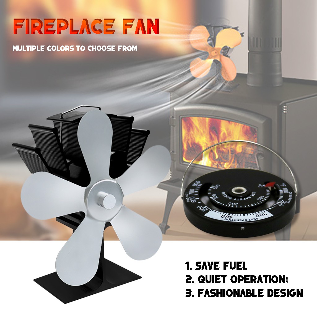 Fireplace Fan For Wood Stove 5 Blades Efficient Quiet Fan Home Efficient Heat Distribution Fireplace Heat Powered Stove Fan#g30