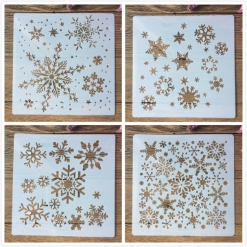 4Pcs/Set 20*20cm Snowflake Winter DIY Layering Stencils Wall Painting Scrapbook Coloring Embossing Album Decorative Template