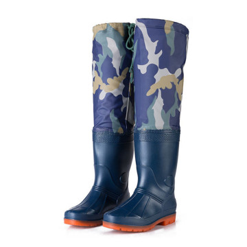 High Fishing Boots 60cm Height Blue Camo Fishing Waders for Fishing Shoes Unisex Multipurpose Rain Shoes Non-Slip Water Shoes