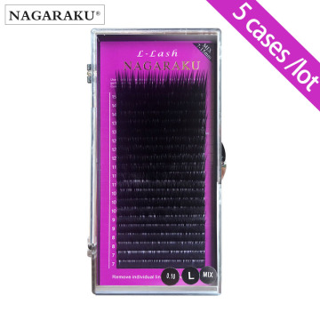 NAGARAKU 5 cases L curl 7~15mm mix mink eyelash extensions l curl individual eyelashes L curl false lashes premium soft mink