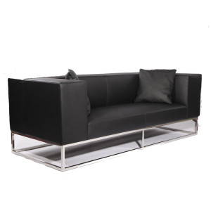 Modern Leather Sofa with Stainless Steel Frame