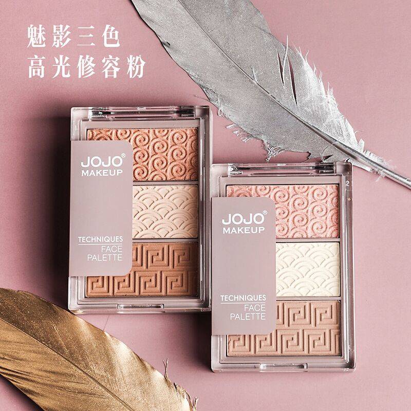 NEW Makeup Highlighter Palette Highlight Three-color nose shadow silhouette highlight illuminator Body Glitter Brighten Skin