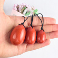 Drilled Jade eggs 3 pcs Natural Redstone Gemstone Yoni Eggs for Kegel Exercise for Women Health Care Body Massager