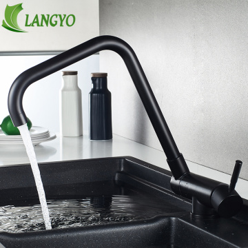 LANGYO Stainless Steel Kitchen Sink Taps Lead-free Folding Mixer 360 Degree Swivel Single Handle Nickel Classic Kitchen Faucet