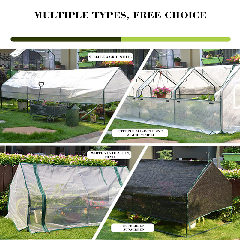 House Garden Greenhouses Flower Plant Keep Warm Shelf Roof Greenhouse for Garden Shed Durable PVC Plastic Cover Roll-up Zipper
