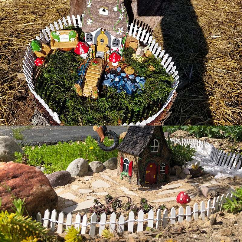 3/5*100cm Mini Small Fence Barrier Wooden Craft Miniature Fairy Garden Ornament Fence DIY Dollhouse Gates Decor Showcase Decor